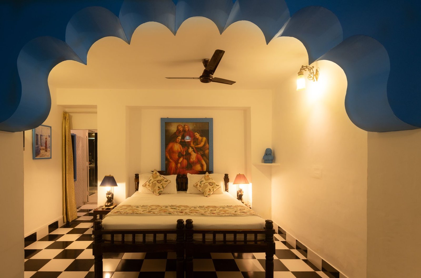 Heritage room with painted Rajasthani arch at The Mandore