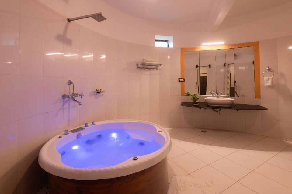 Your own whirlpool jacuzzi In-room whirlpool jacuzzi with mood lighting in the Mandore Jacuzzi room, Jodhpur